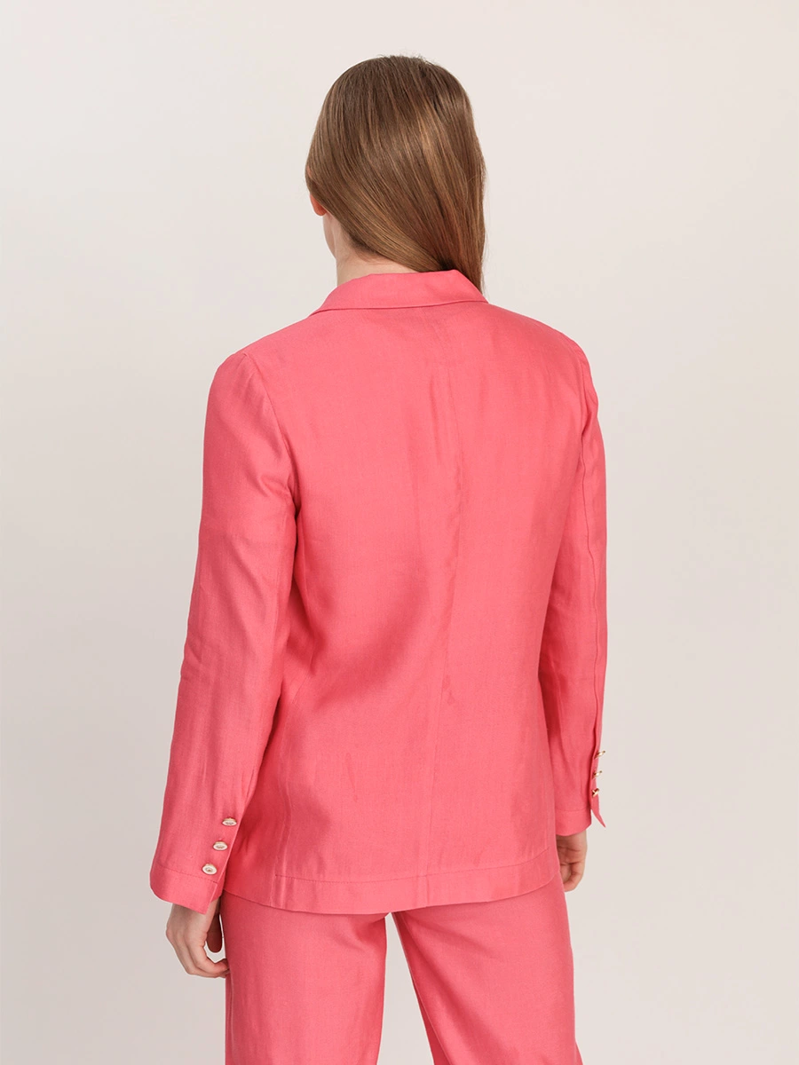 Жакет однобортный свободного кроя из вискозы и льна